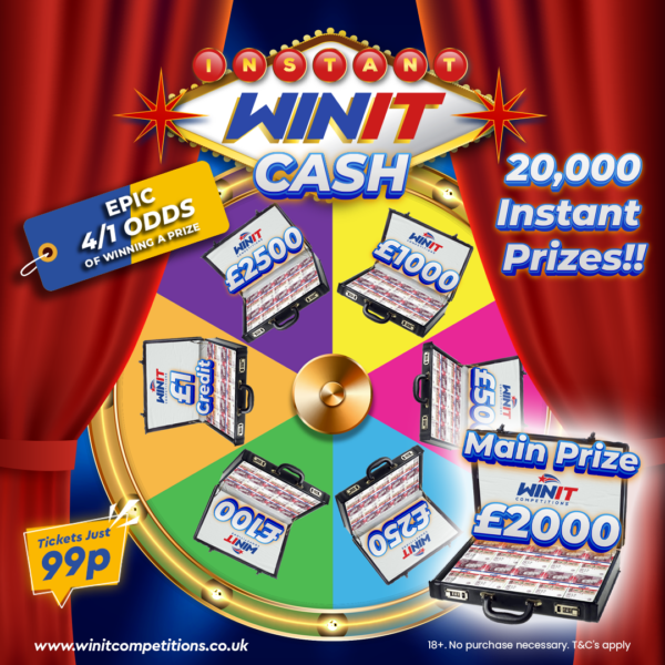 4/1 Odds - 20,000 Instant WinIt Prizes! + £2000 End Prize